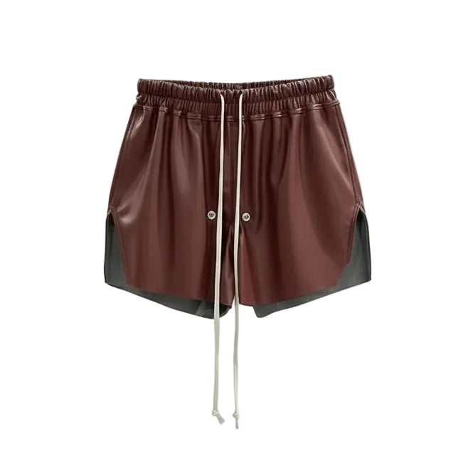 Summer New Men'S Tide Chic RO Shorts High Street Dark Zipper Elastic Waist Leather Fashion Ins Gothic Cotton Capris HK1807