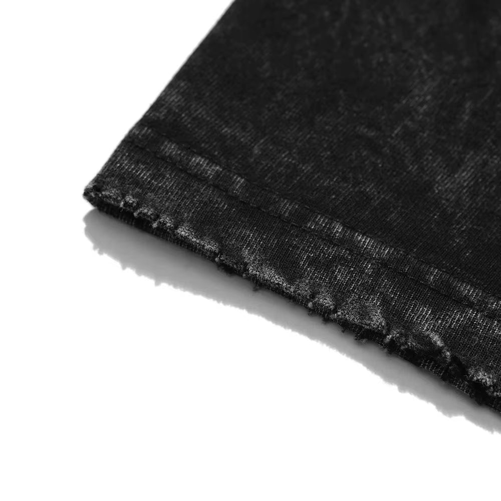 Hip Hop 2025 Retro Washed Black T-Shirt Streetwear Masked Doberman Dog Graphic T Shirt Cotton Men Tshirt Unisex Tops Tees Dope