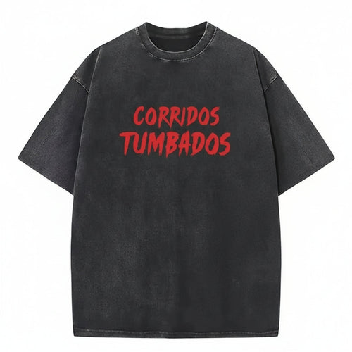 Singer Natanael Cano Corazon Tumbado Corridos Tumbados CT Love Print Vintage Washed T-Shirt Men Women Hip Hop Oversized Tshirt
