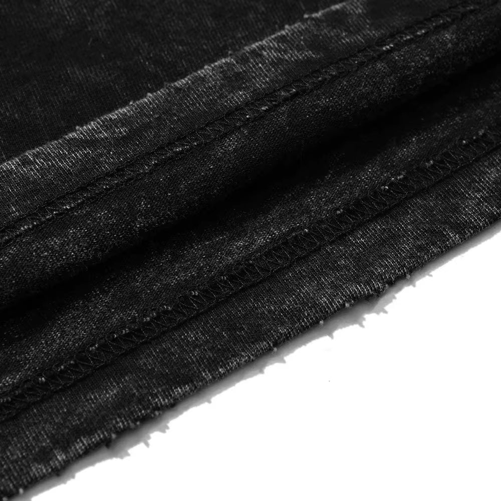 Hip Hop 2025 Retro Washed Black T-Shirt Streetwear Masked Doberman Dog Graphic T Shirt Cotton Men Tshirt Unisex Tops Tees Dope