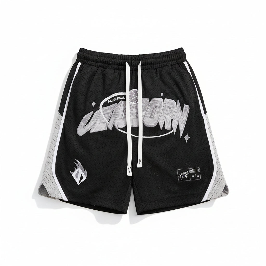 Street Style Breathable Mesh Basketball Shorts for Men Elastic Waistband Gym Shorts with Pockets Training Running Short Pants