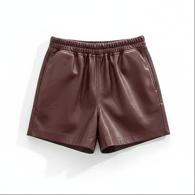 Summer New Men'S Tide Chic RO Shorts High Street Dark Zipper Elastic Waist Leather Fashion Ins Gothic Cotton Capris HK1807