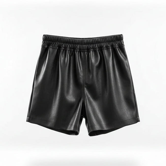 Summer New Men'S Tide Chic RO Shorts High Street Dark Zipper Elastic Waist Leather Fashion Ins Gothic Cotton Capris HK1807